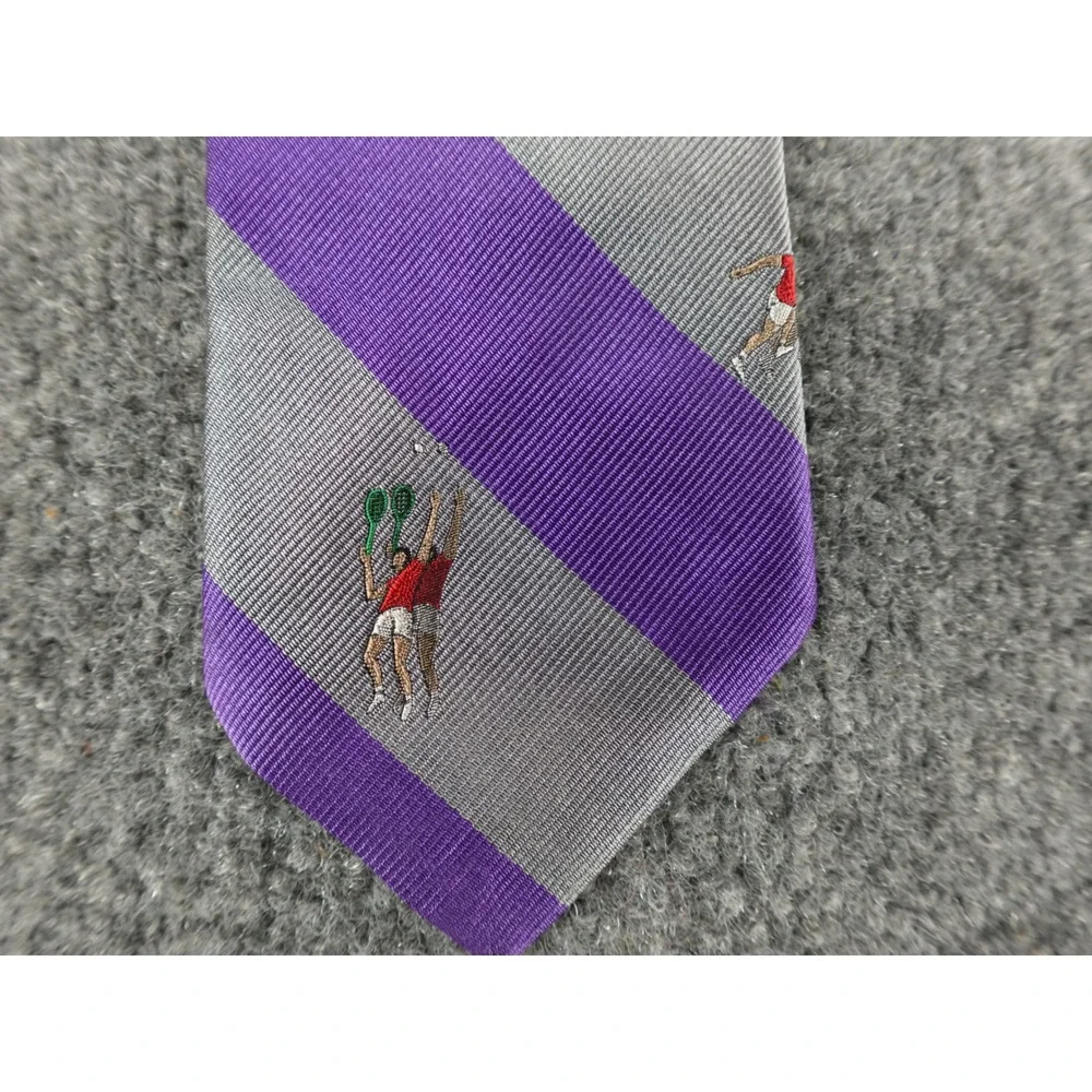Robert Talbott Tie Mens‎ OS Purple Good Silk Tennis Stripe Nordstrom Hand Sewn